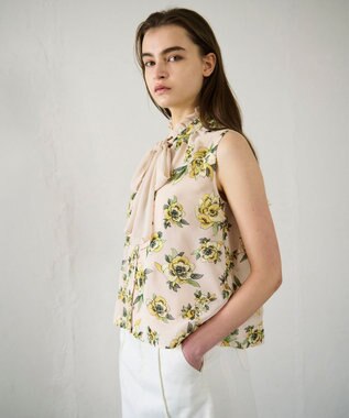 GRACE CONTINENTAL エスニックフラワー刺繍トップ ベージュ