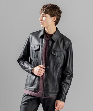 JOSEPH HOMME ライトラムナッパレザー　Ｇジャンタイプ ブラック系