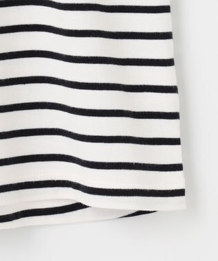 ANY L 【大好評につき新色登場！】モックネックフレンチスリーブ ボーダーＴシャツ ホワイト×ブラック