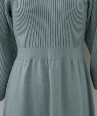 Tiaclasse 【洗える】パフ袖ニットワンピース ミント