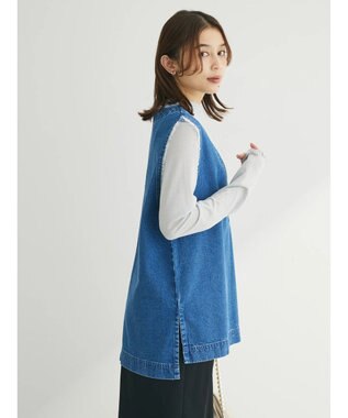 Green Parks Ｖネックフリンジベスト Light Indigo