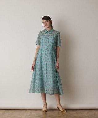 GRACE CONTINENTAL ドローイングプリントワンピース グリーン