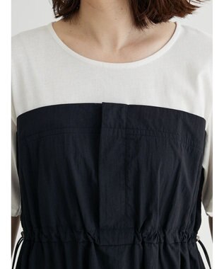 Green Parks 布帛ドッキングドロストワンピース Black