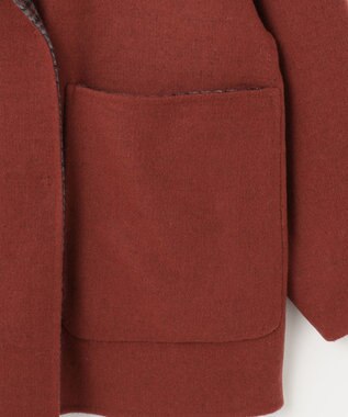 自由区 【リバーシブル】ウールリバー フード付きショートコート レッド系