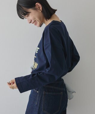 AMERICAN HOLIC 手書き風ロゴロングTシャツ Navy