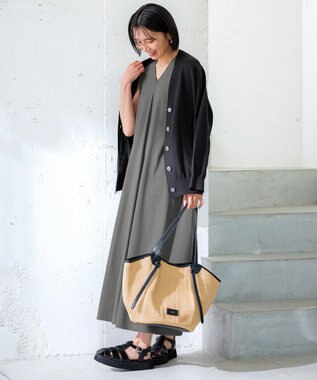 23区 【洗える】スビンハイツイストコットン カーディガン ブラック系