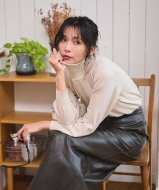 WEGO 【WEB限定/25年秋冬新作/洗濯OK/毛玉レス】タートルネックニット ベージュ