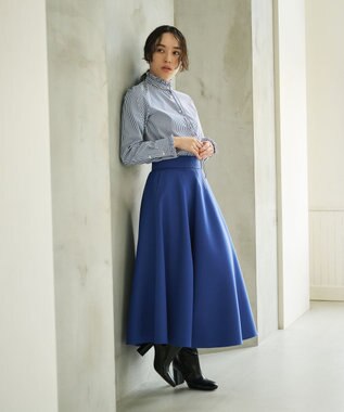 #Newans フリルカラーノーブルブラウス ネイビーストライプ