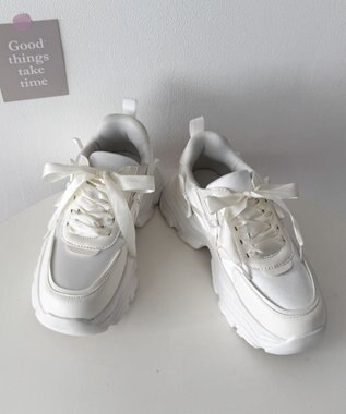 WEGO リボンデザイン厚底スニーカー ホワイト