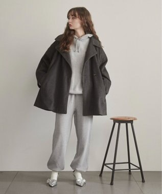 WEGO 【ANGIE VINTAGE】ワンポイント刺繍スウェットパーカー 杢グレー