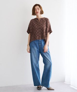 YECCA VECCA ジャガードフリンジブラウス Mocha