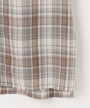 J.PRESS LADIES 【洗える】キュプラチェック フリルスタンドカラー ブラウス ベージュ系3