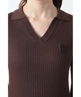 DAKS リブニット Vネックワンピース ブラウン