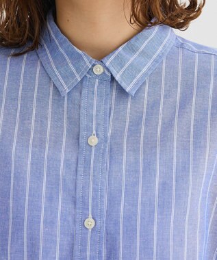 Green Parks 綿麻混シャツ Sax