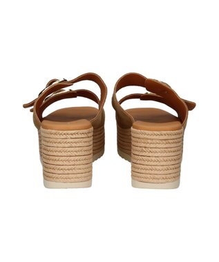 INTER-CHAUSSURES 【Oh my Sandals】ダブルバックル厚底ウエッジサンダル ベージュスウェード
