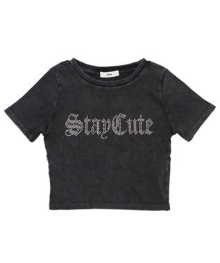 WEGO ヴィンテージウォッシュグラフィックリブT ブラック