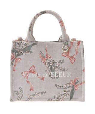 Maison de FLEUR すずらん柄ゴブラン2Wayスクエアトート Gray