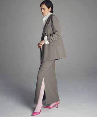 uncrave ウォッシャブルウールライクツイル ジャケット シャンブレーチャコール