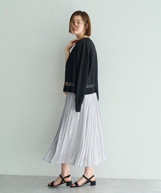YECCA VECCA シャイニーサテンプリーツスカート Light Gray