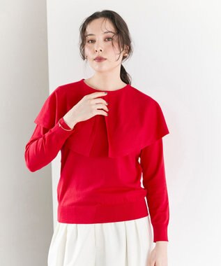 #Newans 【洗える】ケープカラープルオーバー レッド