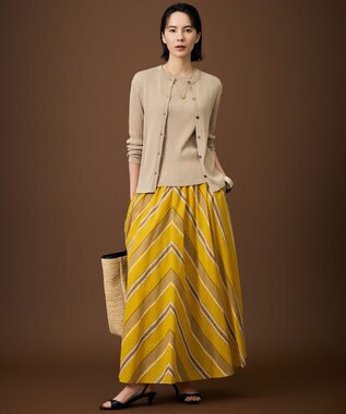 自由区 【アンサンブル対応】ハイツイストコットンアセテートリブ カーディガン ベージュ