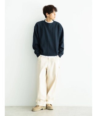CRAFT STANDARD BOUTIQUE ケーブル柄カットプルオーバー1 Navy
