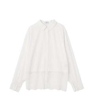 earth music&ecology 適ON レースヘムシャツ Off White