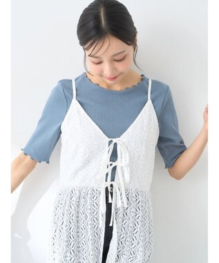 earth music&ecology フラワーレースキャミワンピース Off White