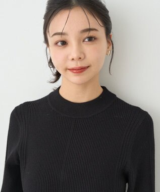 earth music&ecology やわらかタッチハイネックリブニットプルオーバー Black