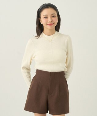earth music&ecology やわらかタッチハイネックリブニットプルオーバー Ivory