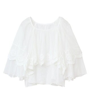 Green Parks ■ＥＳＣＡＲ　チュール刺繍ハンカチーフブラウス Off White