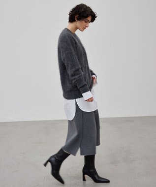 BEIGE， GRASSE / サテンベルト付きリバーラップスカート Md Gray