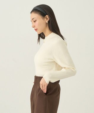earth music&ecology やわらかタッチハイネックリブニットプルオーバー Ivory