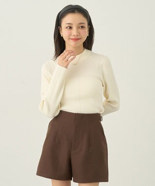 earth music&ecology やわらかタッチハイネックリブニットプルオーバー Ivory