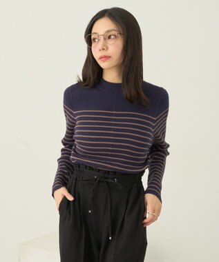 earth music&ecology やわらかタッチハイネックリブニットプルオーバー Border