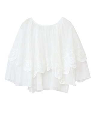 Green Parks ■ＥＳＣＡＲ　チュール刺繍ハンカチーフブラウス Off White