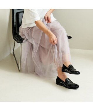 ing <ing>【WEB限定】レザーベルトローファー ブラックエナメル