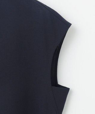 自由区 【セットアップ対応・UVカット・接触冷感・洗える】ライトストレッチ ブラウス ネイビー