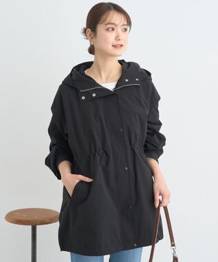 earth music&ecology ドロストミドル丈パーカー ブラック