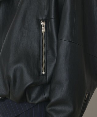 GRACE CONTINENTAL フェイクレザーライダース ブラック