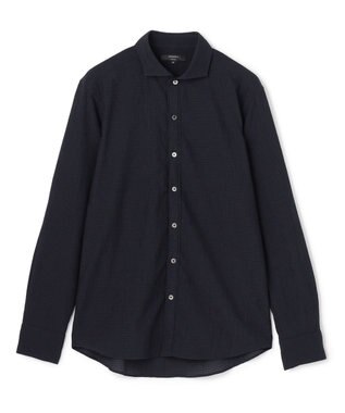 JOSEPH HOMME 【新モデル】トリコサッカーストレッチ 　ホリゾンタルカラーシャツ ネイビー系