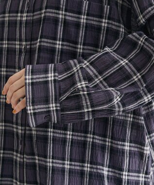 Green Parks スカーフ付チェックシャツ Charcoal Gray