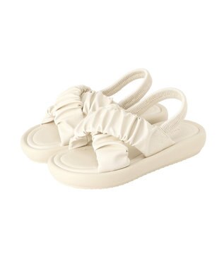 earth music&ecology ギャザークロスサンダル Ivory