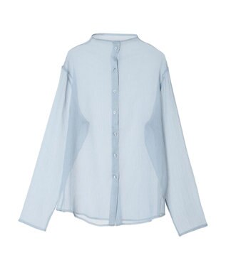 earth music&ecology シアーハイネックシャツ Grayish Blue