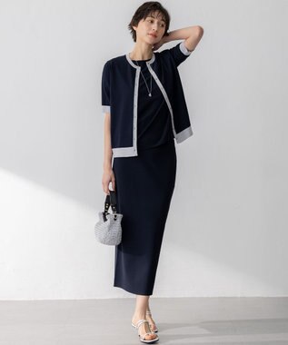 23区 L 【新色追加/洗える】レーヨンポリエステルストレッチ プルオーバー ニット ネイビー系