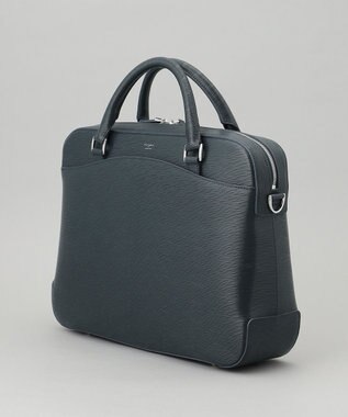 GOTAIRIKU 日本製【PELLE MORBIDA】型押しレザー ブリーフバッグ ネイビー系