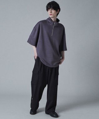 WEGO ドロストスーパーBIGハーフジップT（S） ダークグレー