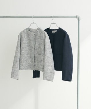 Green Parks ef-de ツイードノーカラージャケット Ivory