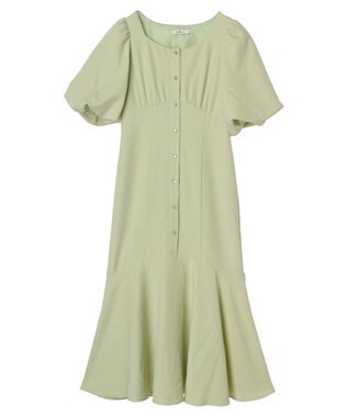 earth music&ecology フロントボタン裾フレアワンピース Light Green