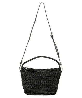 Green Parks ・ｃａｃｈｅ　ｃａｃｈｅ　柄編みワンハンドルミニバッグ Black